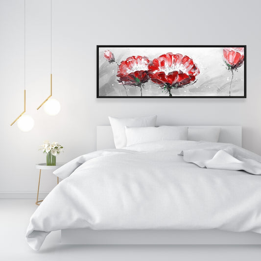 Deux fleurs sauvages sur toile grise | Décoration d'intérieur et de chambre