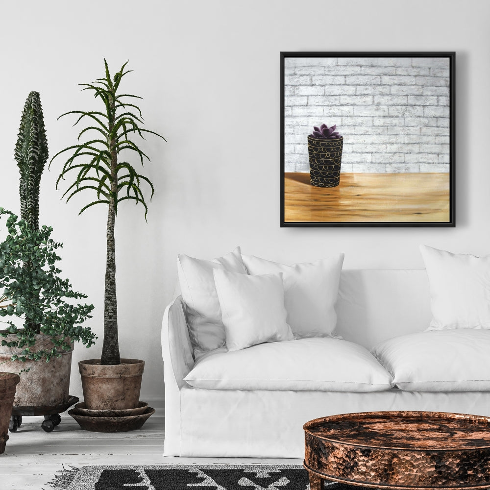 Succulente en pot | Toile encadrée florale et botanique