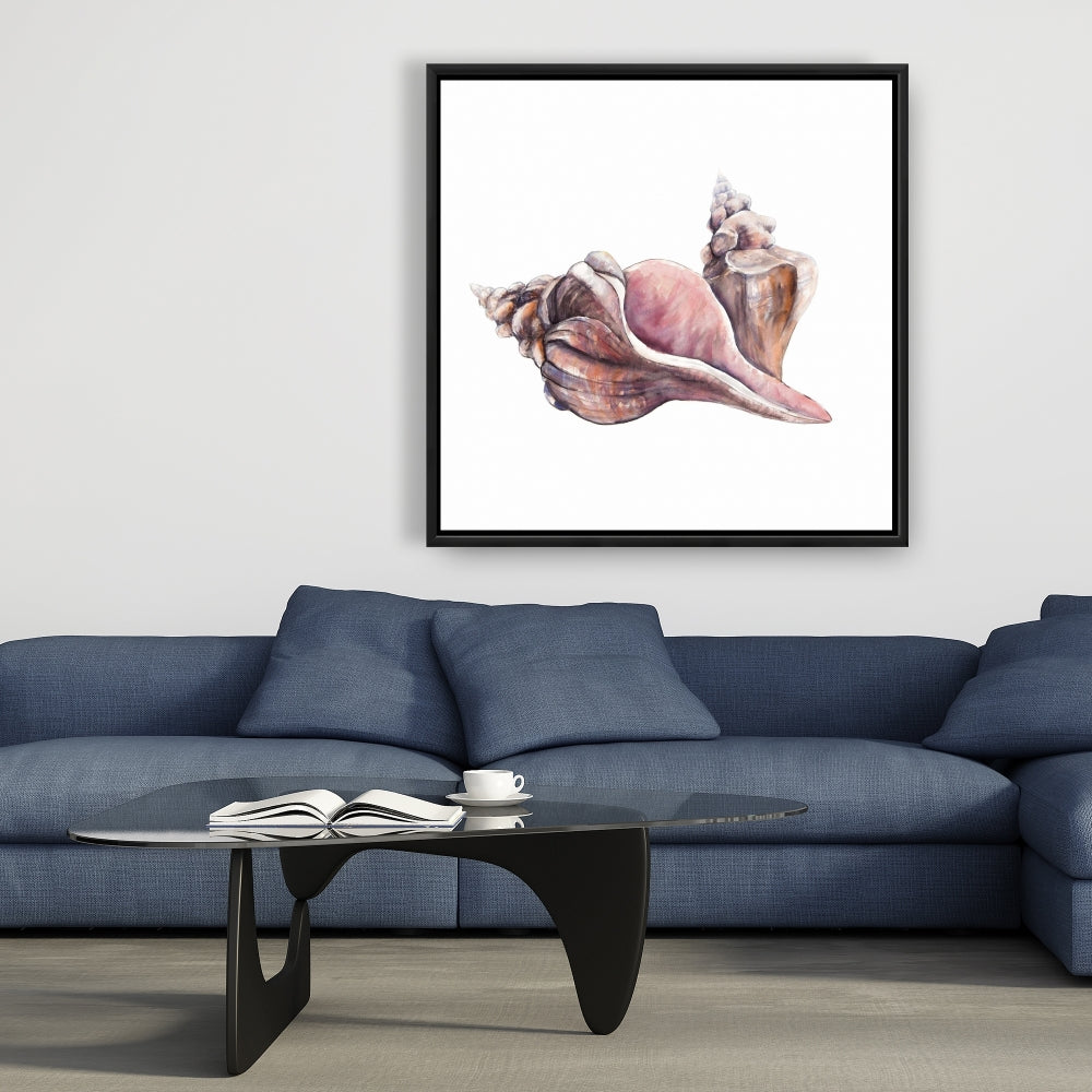 Pink Sea Bedroom Framed Canvas - Horse Conch Seashell Decor