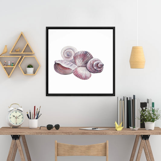 Toile encadrée représentant des coquillages marins et côtiers, décoration d'intérieur