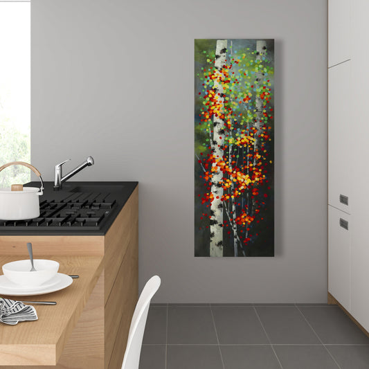 Colorful Dotted Leaves Birches Canvas | Home Decor Art