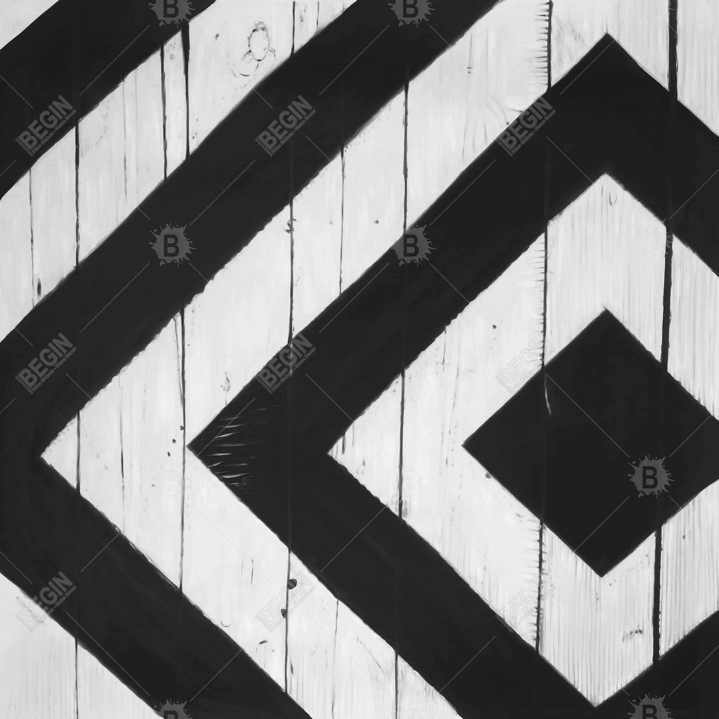 White Living Room Canvas | Rhombus on Wood Wall Art Decor