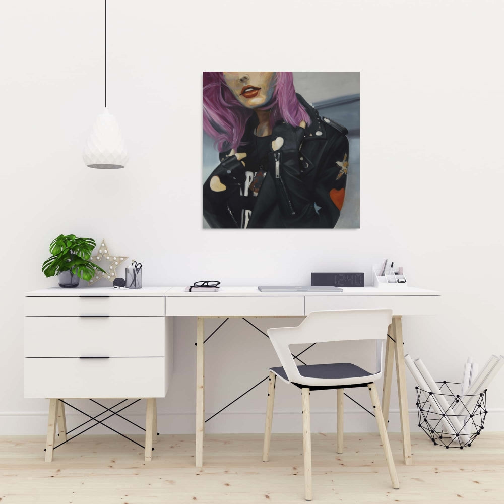 Retro Beauty Canvas - Young Punk Woman Home Decor Art