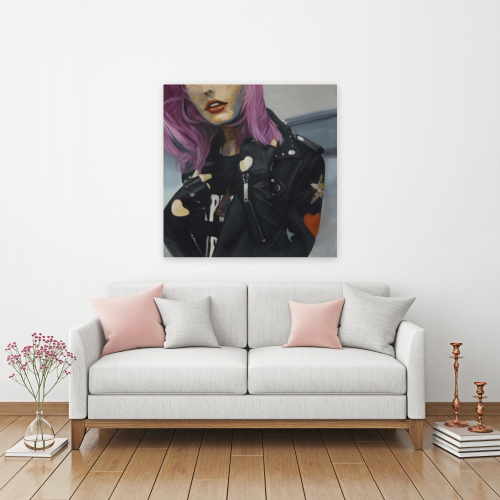Retro Beauty Canvas - Young Punk Woman Home Decor Art