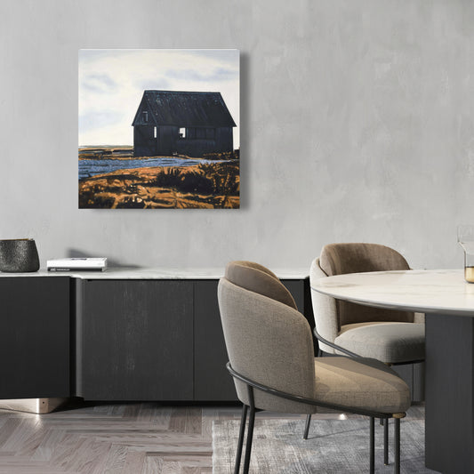 Toile rustique représentant une grange abandonnée | Décoration d'intérieur, paysages et feuilles