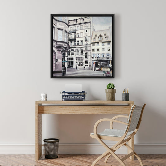 Hyperrealist Bedroom Canvas | Street Scene in Germany Decor