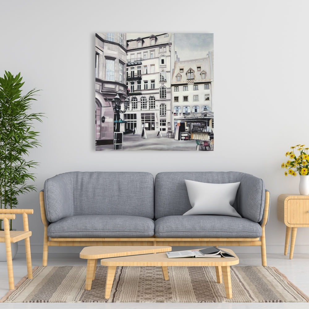 Toile « Scène de rue en Allemagne » | Décoration de chambre hyperréaliste