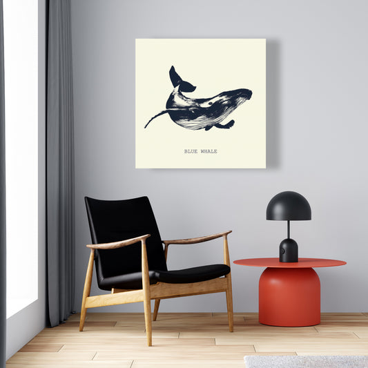 Blue Whale Sketch Bathroom Canvas | Aquatic Home Decor