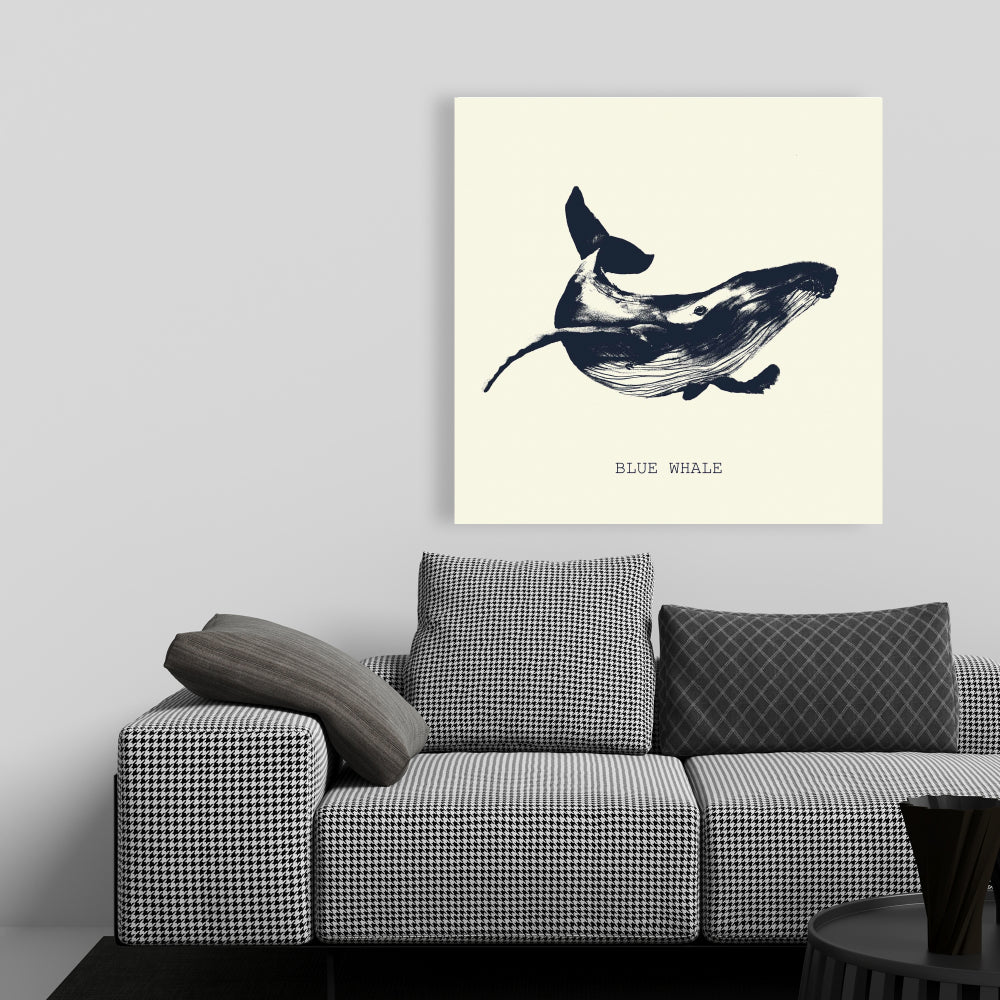Blue Whale Sketch Bathroom Canvas | Aquatic Home Decor