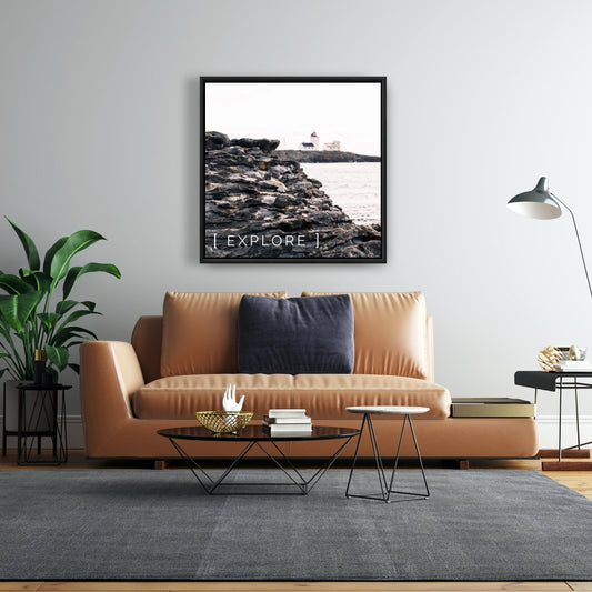 Explorez la toile encadrée grise marine côtière | Décoration d'intérieur