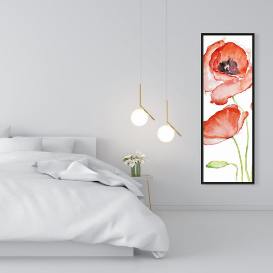 Watercolor Poppies Framed Canvas - Botanical Red Home Decor