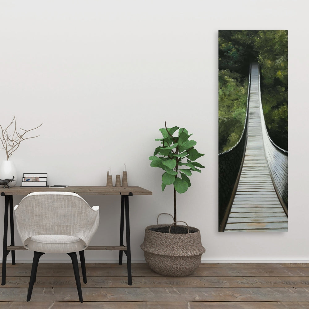 Suspended Bridge in Forest Canvas - Modern Tree Landscapes