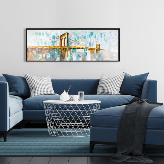 Toile industrielle marron représentant le pont de Brooklyn - Décoration murale