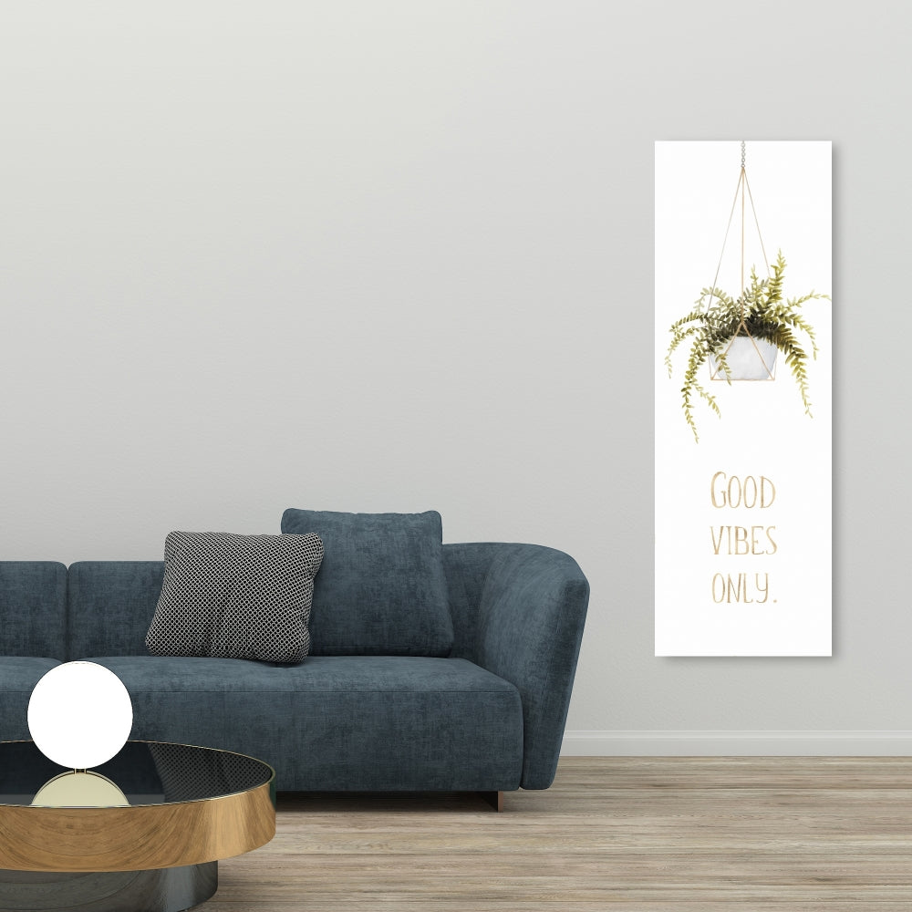 Good Vibes Only Canvas - White Leaves Floral Home Decor