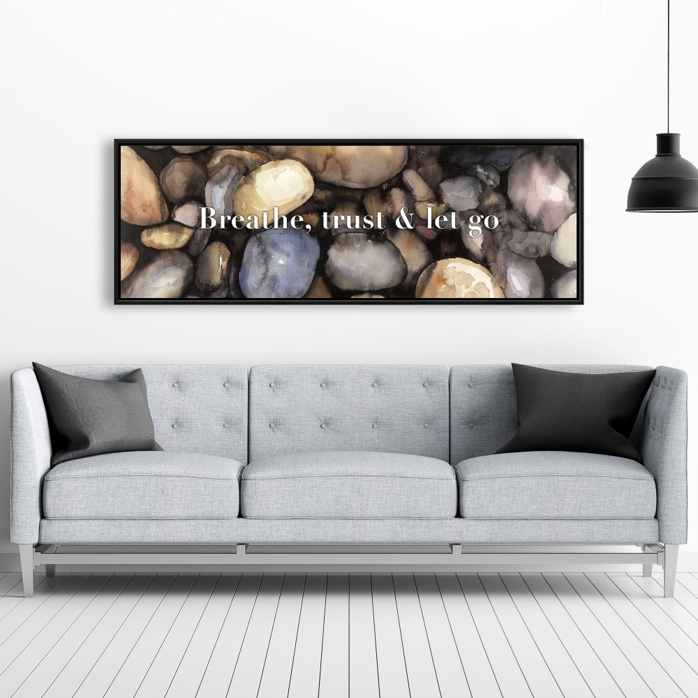 Breathe, Trust & Let Go Blue Canvas | Motivational Home Decor