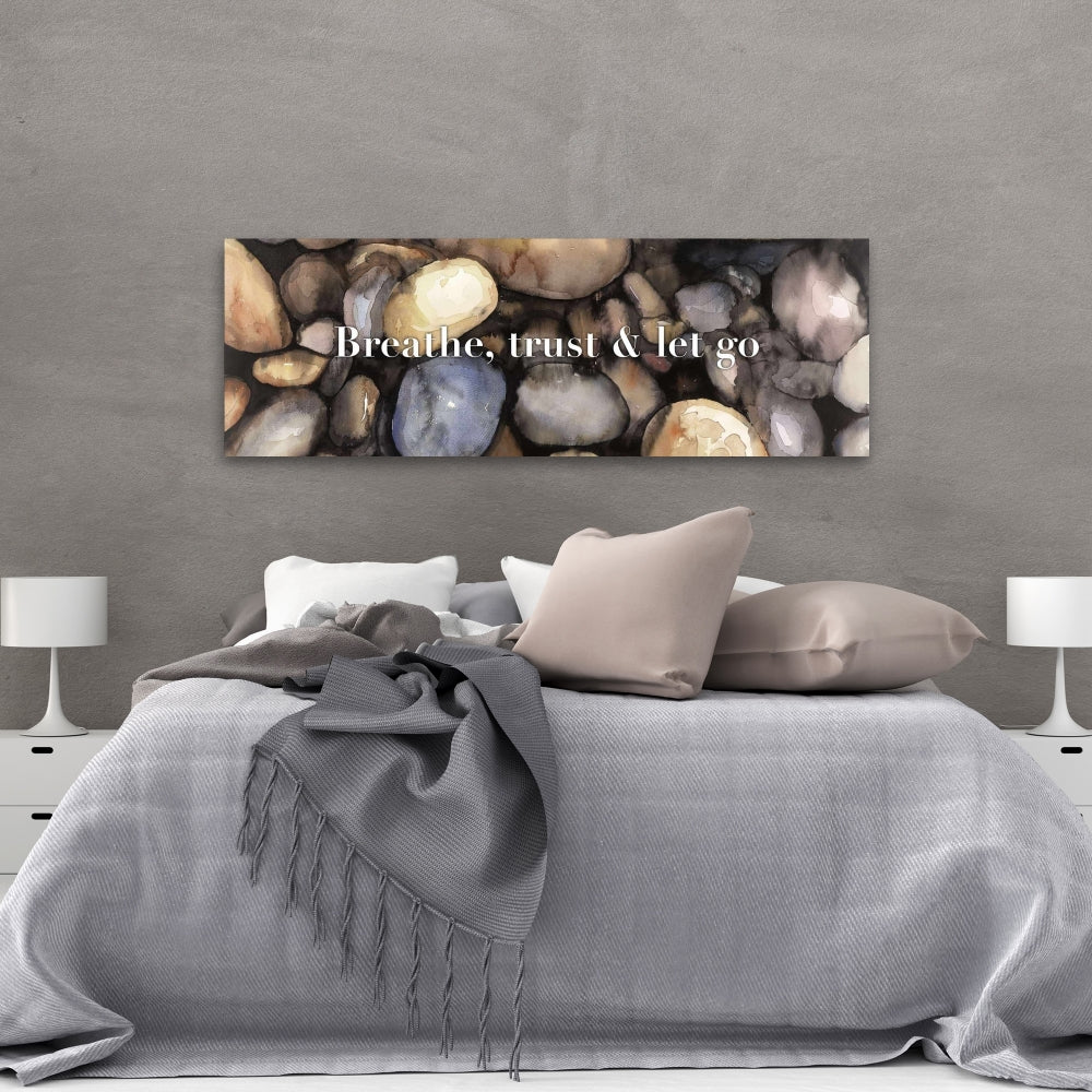 Blue Hygge Minerals Canvas - Breathe, Trust & Let Go Decor