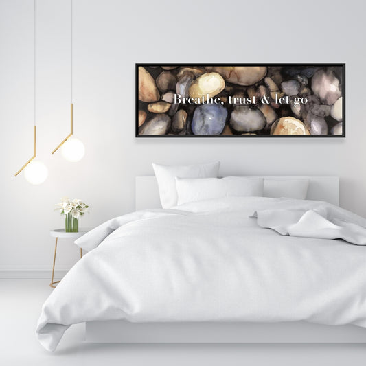 Respirez, faites confiance et lâchez prise sur toile bleue | Décoration d'intérieur motivante