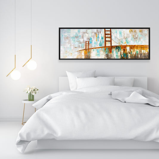 Toile Golden Gate – Accents turquoise | Décoration murale de chambre