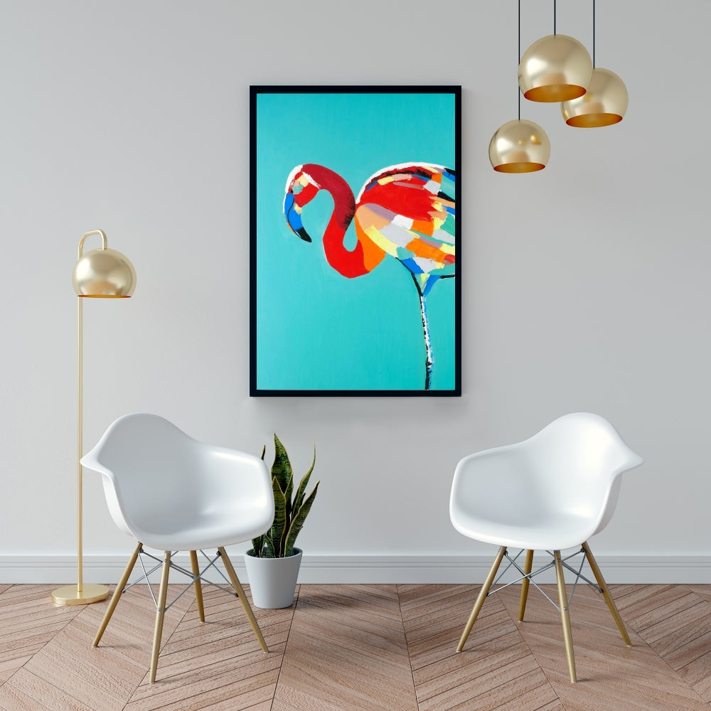 Abstract Flamingo Exotic Red Framed Canvas - Home Decor