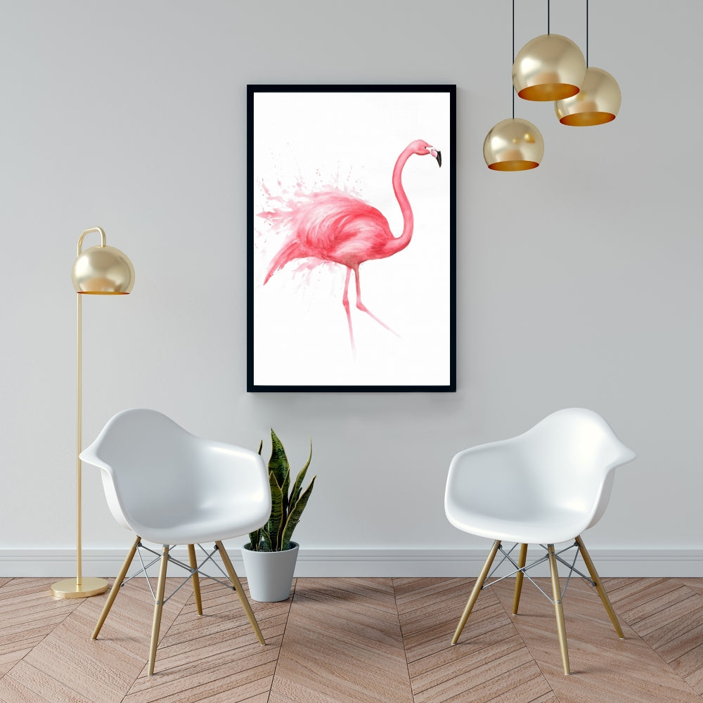 Toile aquarelle Flamant rose | Décoration de chambre - Art encadré