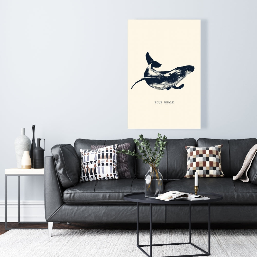 Blue Whale Sketch Bathroom Canvas | Aquatic Home Decor