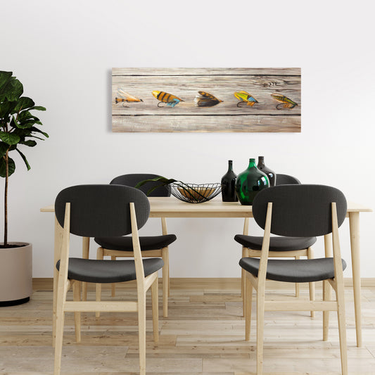 Blue Coastal Insect Canvas - Fishing Flies Home Decor Art