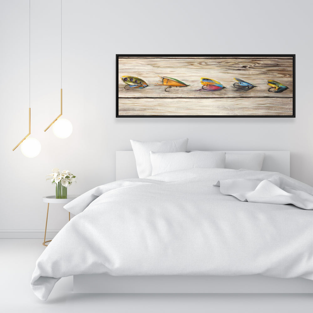 Coastal Blue Fishing Flies Canvas | Framed Wall Art Decor