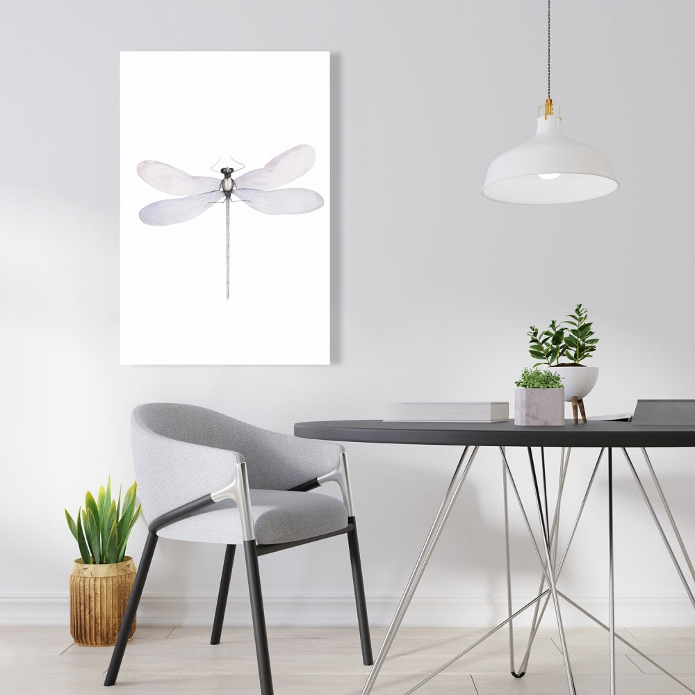 Delicate Dragonfly Gray Canvas - Insect Bedroom Home Decor