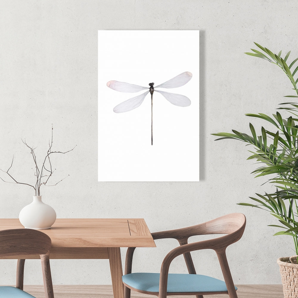 Minimalist Dragonfly Canvas - Insect Gray Animal Home Decor