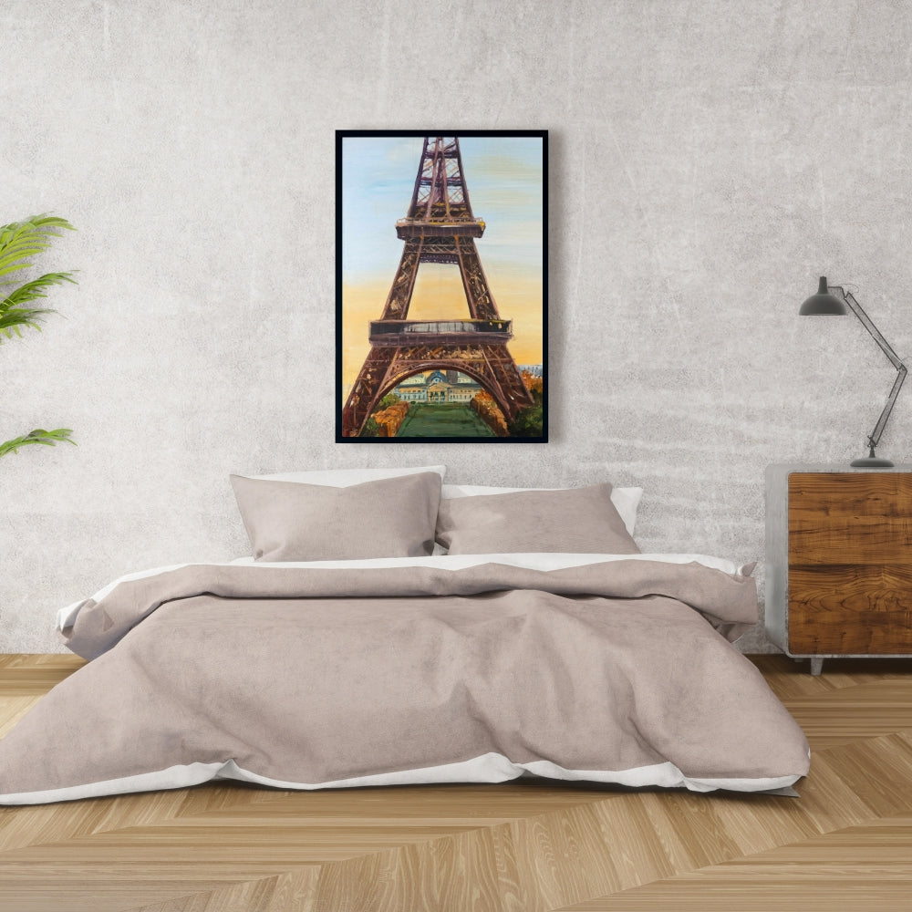Eiffel Tower by Dawn Canvas | Blue Cities Bedroom Decor