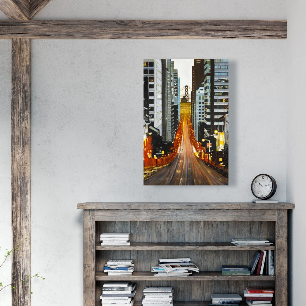 San Francisco by Night Blue Building Canvas | Bedroom Decor