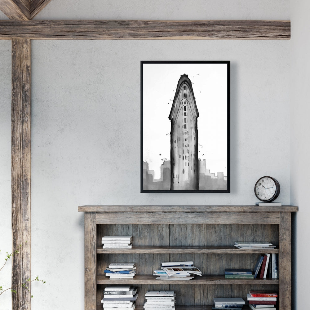 Flatiron Building White Canvas | Framed City Art Home Decor