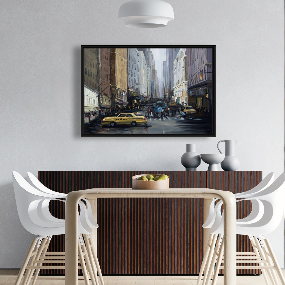 In the City Canvas - Bedroom Brown Building Framed Wall Art