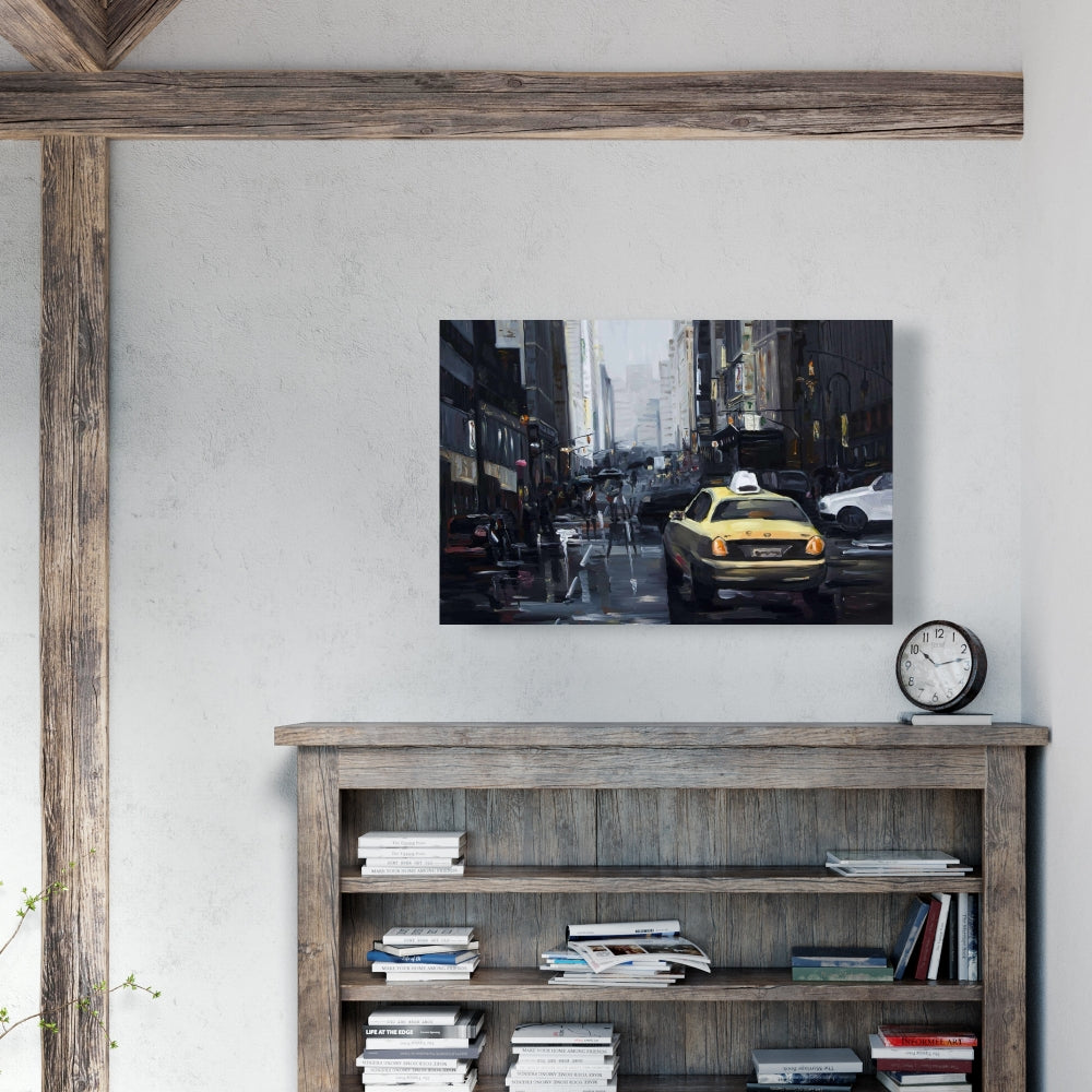 New York in the Dark Canvas | Gray Bedroom Wall Art Decor