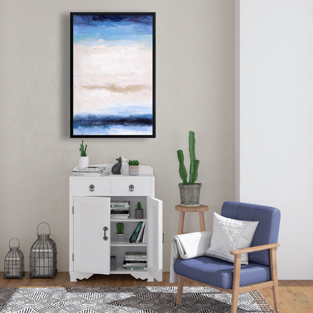 Shade of the Sea Abstract Blue Framed Canvas | Home Decor