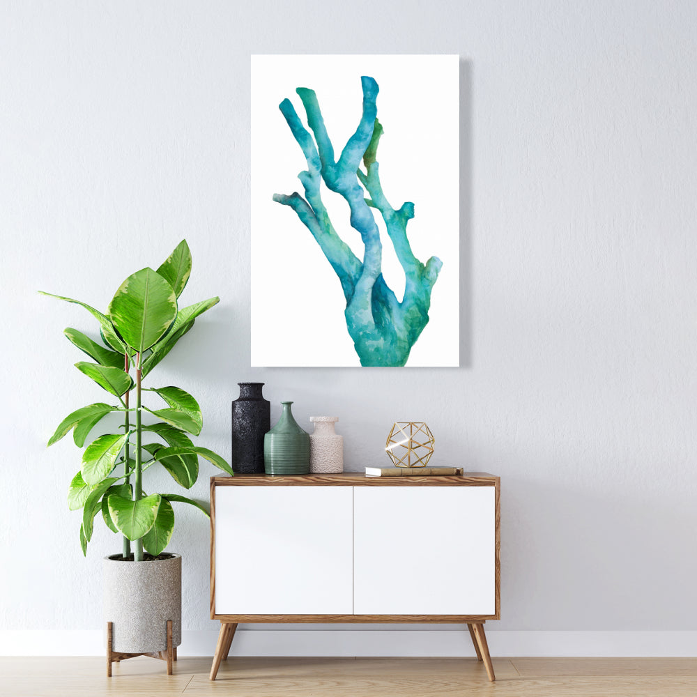 Small Watercolor Sea Coral Canvas | Coastal Minimalist Decor