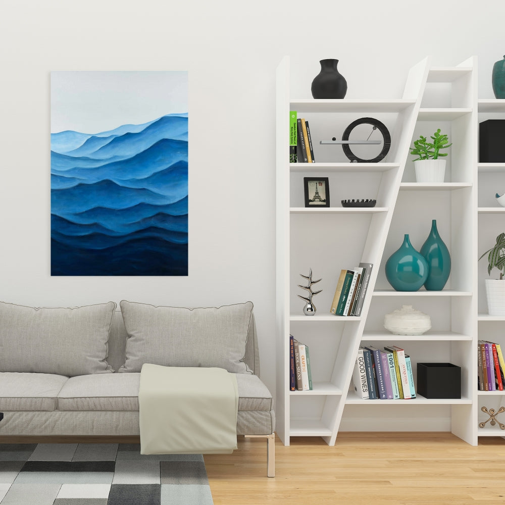Blue Ocean Minimalist Bedroom Canvas - Home Decor Art