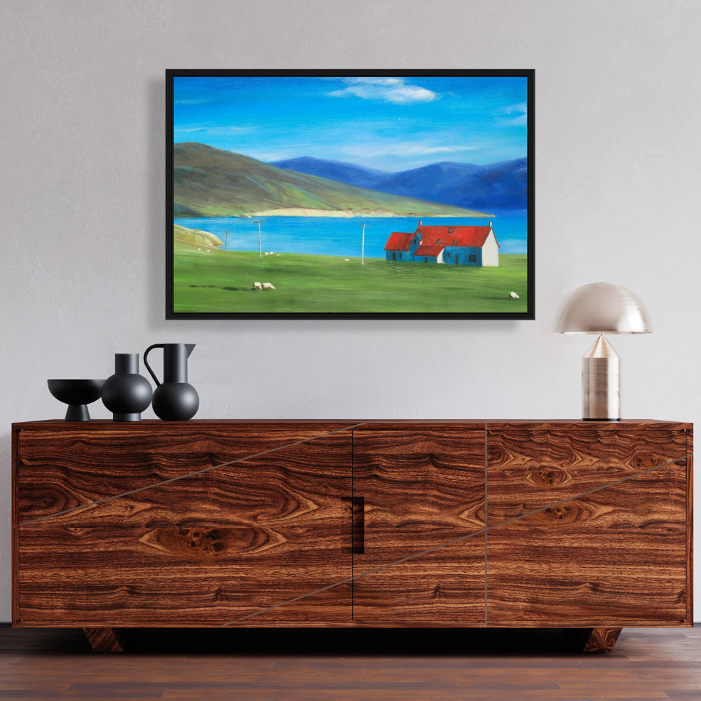 Toile Highlands écossaises | Décoration de chambre côtière bleue