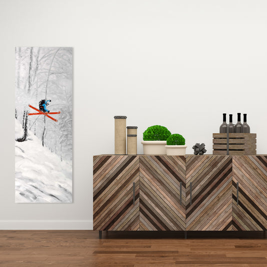 Blue Sports Canvas - Man Skiing Offpiste | Home Decor