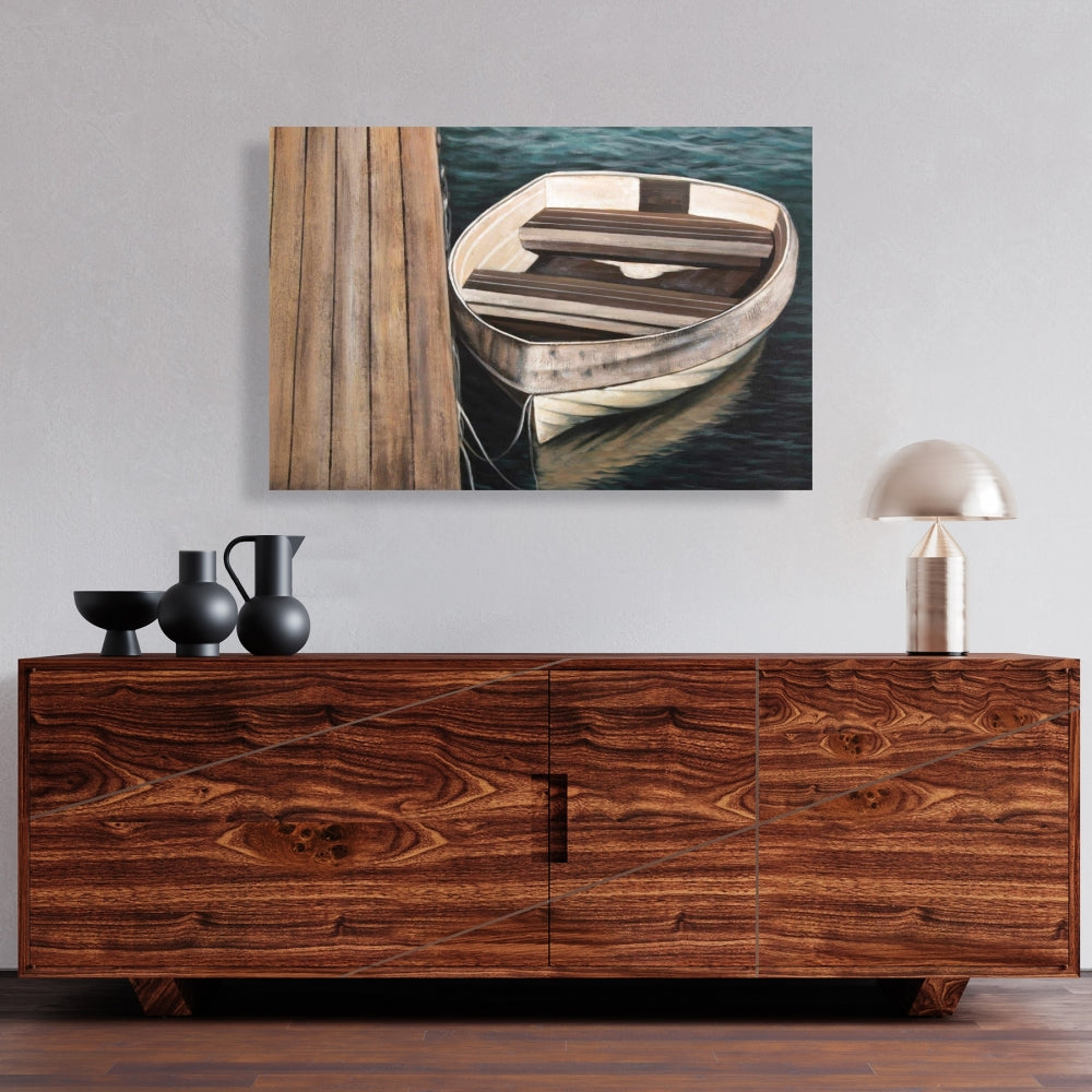 Blue Coastal Rowboat Canvas | Bedroom Wall Art Decor