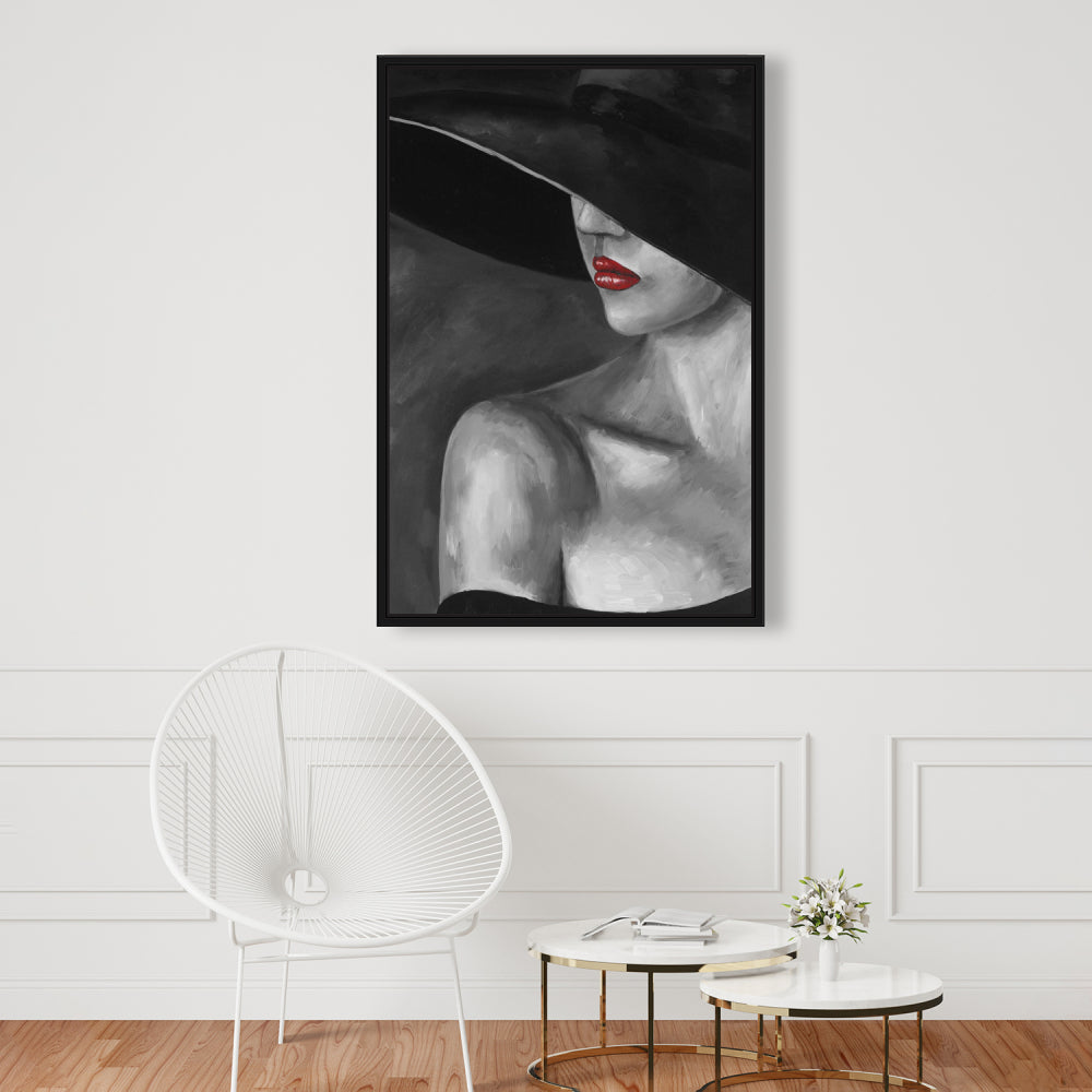 Femme mystérieuse au chapeau | Toile romantique | Décoration d'intérieur