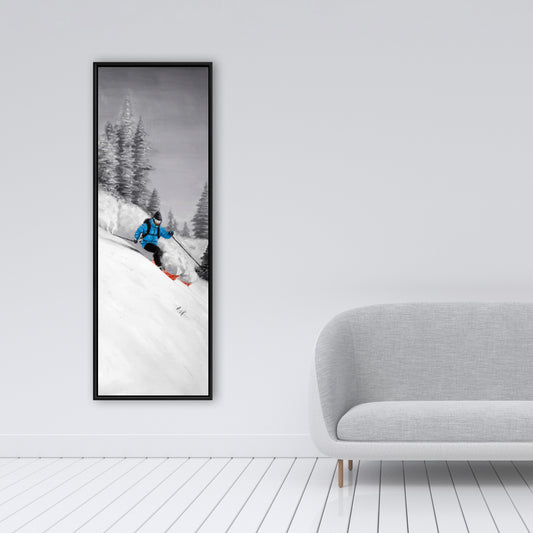Man Skiing in Mountain Framed Canvas | Home Decor Art