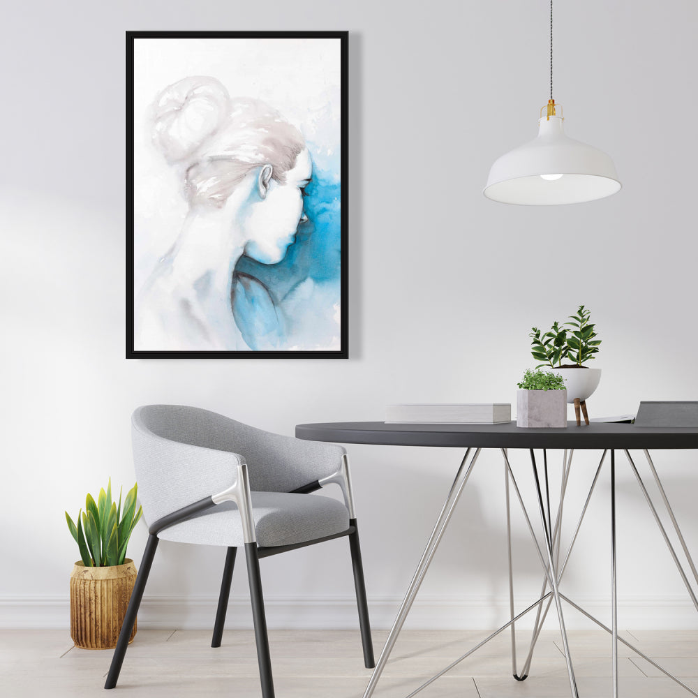 Watercolor Girl with Hair Bun Canvas | Beauty Bedroom Decor