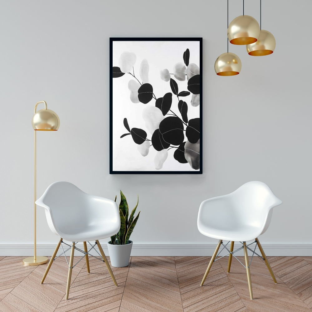 Grayscale Branches & Leaves Canvas - Floral Home Decor Wall Art
