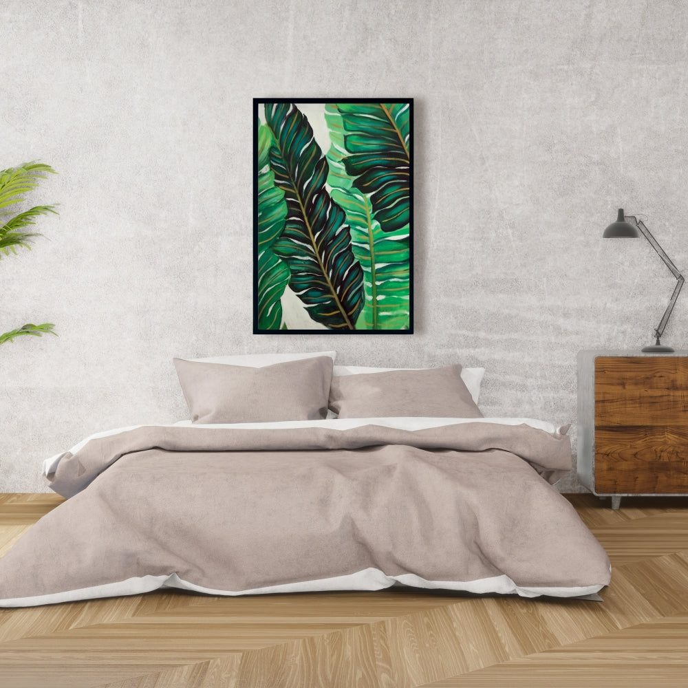 Exotic Plant Leaves Canvas | Floral Botanical Bedroom Decor