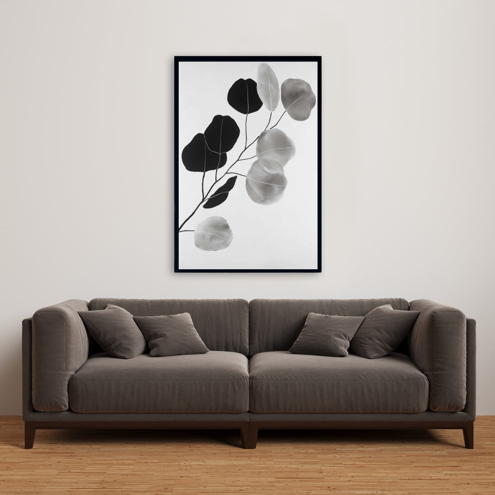 Minimalist Grayscale Branch Canvas | Botanical Home Decor