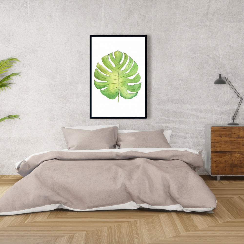 Toile encadrée à motif de feuilles tropicales | Décoration botanique pour la maison