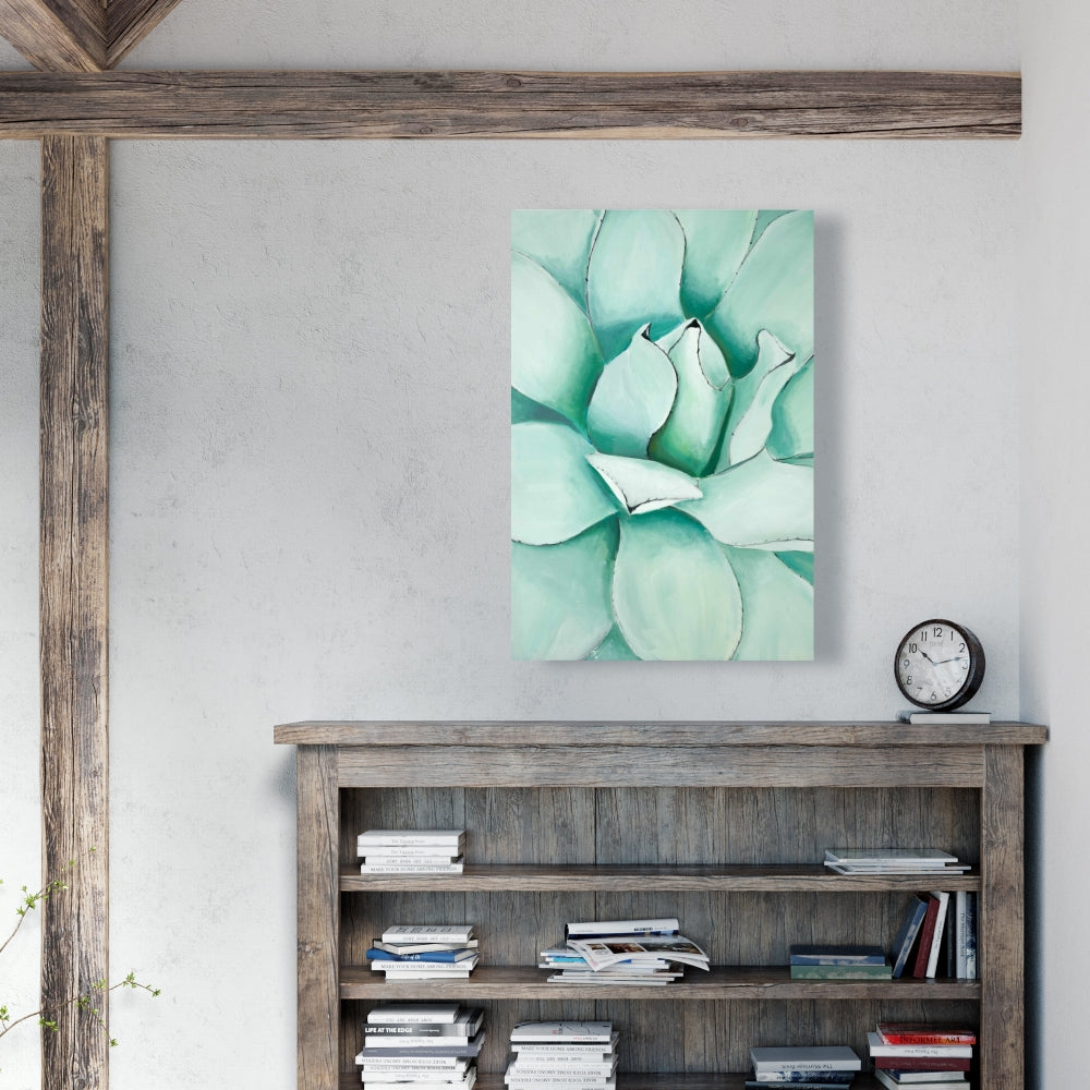 Gros plan sur toile botanique de plantes succulentes - Décoration d'intérieur contemporaine
