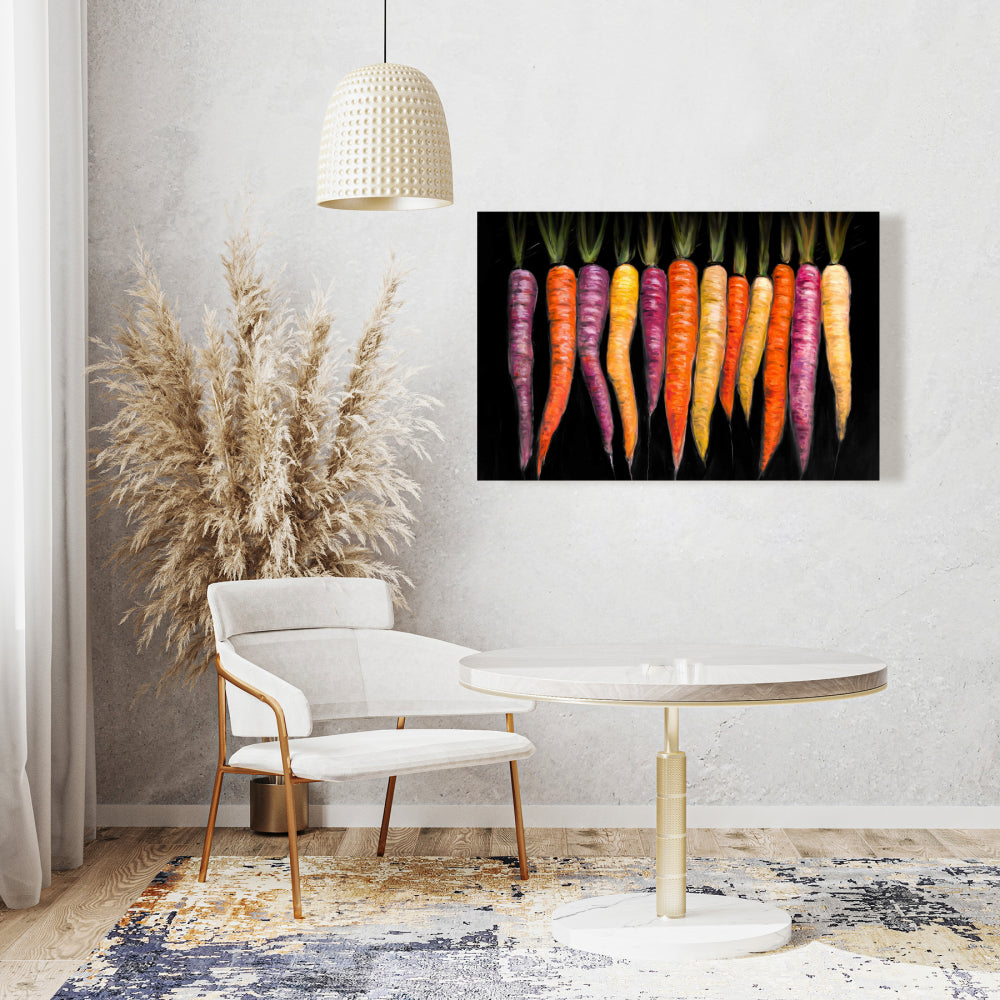 Carrot Varieties Rustic Canvas - Purple Kitchen Wall Decor
