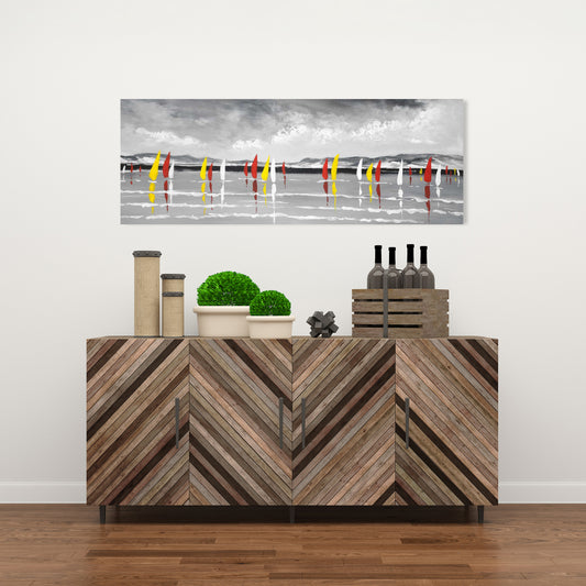 Sailing on the Lake Canvas - White Coastal Bedroom Decor